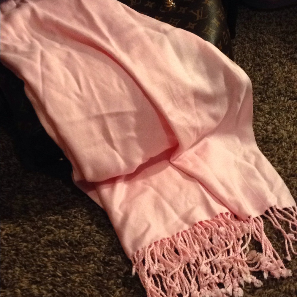Baby Pink light scarf pashmina wrap with fringe